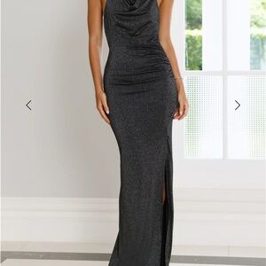 Hello Molly Lavish Luxuries Shimmering Black Maxi Dress - black tie formal